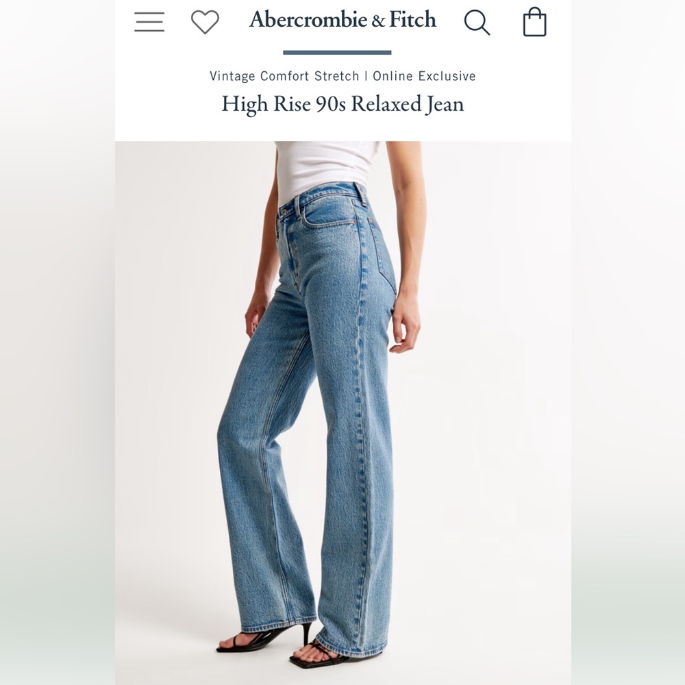 Nwt! Abercrombie & Fitch The 90s Relaxed High Rise Jean 28 long